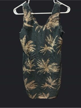 Vintage Tiki Classics 100% Silk Tropical Palm Tree Sundress Size 6